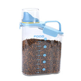 P-ZOONPE blue dog food container with pour spout for easy serving.