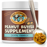 Pack Approved dog peanut butter with ocean kelp poured to support oral care.