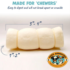 Texture detail of Pack Approved beef cheek roll highlighting natural chew surface.