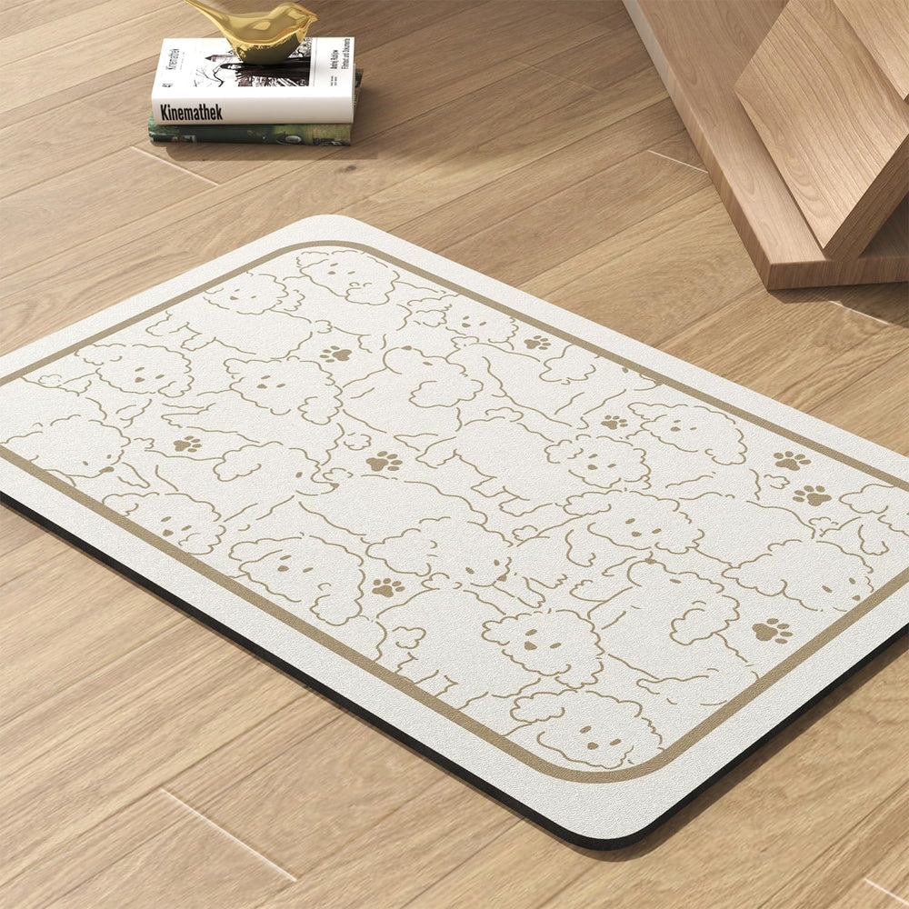 PADOOR pet feeding mat with absorbent surface to contain spills.