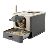 PAKEWAY enclosed stainless litter box with drawer for tidy waste containment