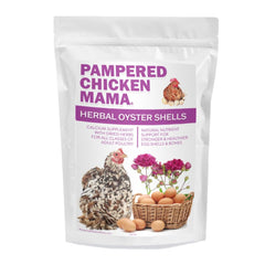 Pampered Chicken Mama herbal oyster shells hens eating shows calcium boost during feeding