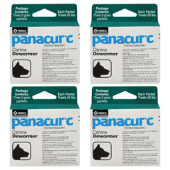 Panacur C canine dewormer 2 g packet ready to mix with food for easy dosing.
