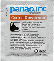 Panacur C 4g packet back shows safe usage instructions