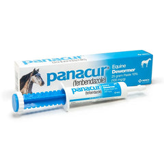 Panacur horse paste label closeup shows flavor and dosing information