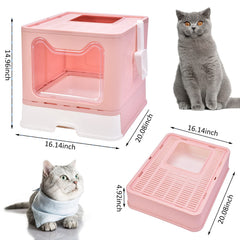 Panghuhu88 top-entry cat toilet with lid holes to reduce litter scatter