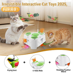 PANRIO 3-in-1 cat toy rotating feather teaser stimulates hunting instincts.