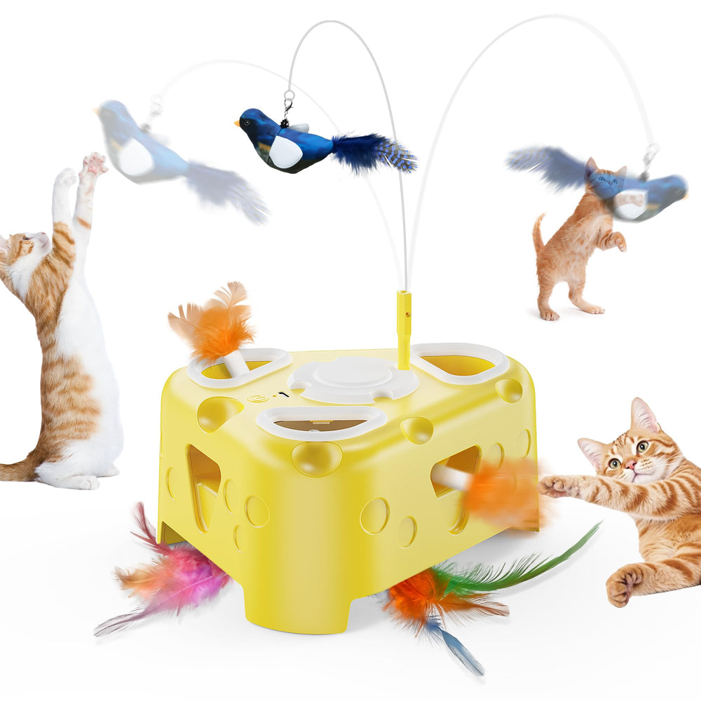 PANRIO cheese-shaped toy front view encouraging cat play and exploration