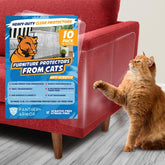 Panther Armor clear cat-scratch sheets covering XL sofa area protect fabric from claws.