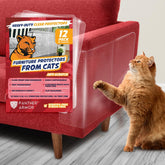 Panther Armor clear couch scratch protector XL sheet on fabric sofa protects fabric from claws.