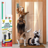Panther Armor door protector 3-pack on a wooden door, guarding against pet scratches.