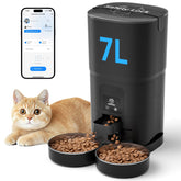 PAPIFEED automatic cat feeder front view with dual bowls for calm meals