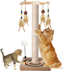 PAROTO Tall Cat Scratching Post with 33-inch height for extended feline stretching.