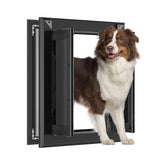 PATAPLUS aluminum dog door front view highlights sturdy frame for large dogs.