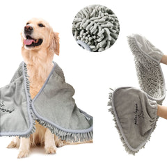 Patas Lague absorbent dog towel 35x15 soaking up water after baths.