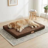 Patas Lague orthopedic XL dog bed foam close-up shows supportive egg crate layer for joints