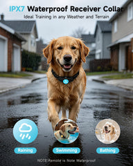 PATPET IPX7 waterproof collar for rain, swimming, and bath time.