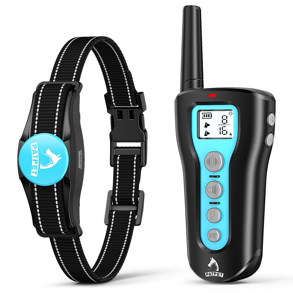 PATPET large dog training collar with remote, ideal for outdoor range up to 1000 feet.