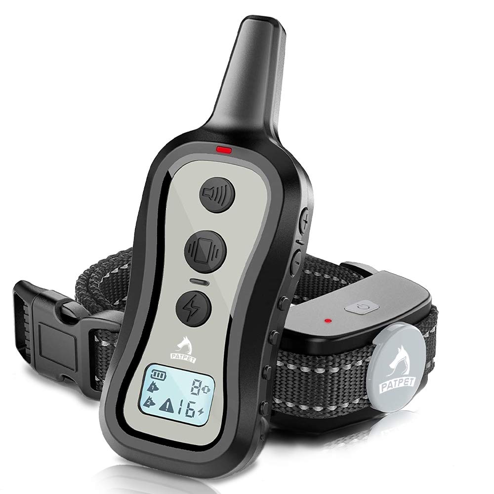 PATPET training collar with remote front view for quick control during training sessions.