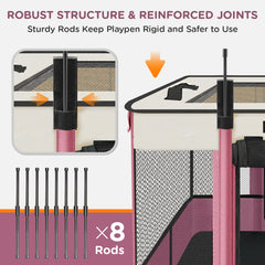 PAW BALLET playpen interior features 360-degree mesh for ventilation and comfort.