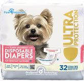 Paw Inspired 32ct disposable dog diapers pack front for reliable daily protection.
