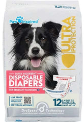 Paw Inspired disposable dog diapers main view show secure fit and absorbency.