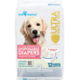 Paw Inspired disposable dog diapers sizing chart visual for secure, accurate fit