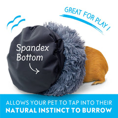 Paw Inspired Furr-O Burrowing Bed fleece bottom highlights absorbent, odor-controlling base.