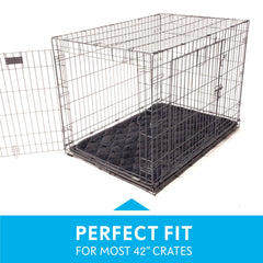 Paw Inspired multlayer crate pad with absorbent core for quick moisture control.
