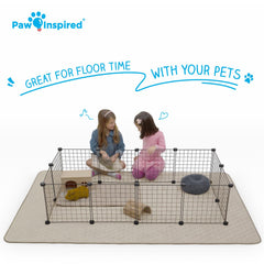 Paw Inspired Playpen Mat waterproof backing protects floors from spills and accidents