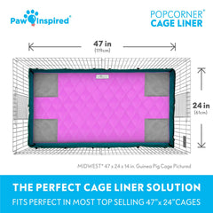Paw Inspired waterproof backing prevents leaks and protects cage surfaces.