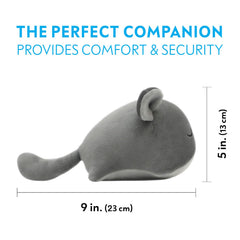 Paw Inspired Small animal cuddle toy gray in use for enrichment.