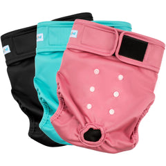 Paw Legend washable female dog diapers pack-3-large for reusable heat cycle protection.