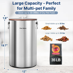 Paw Libero 35 lb capacity ideal for bulk pet food storage.