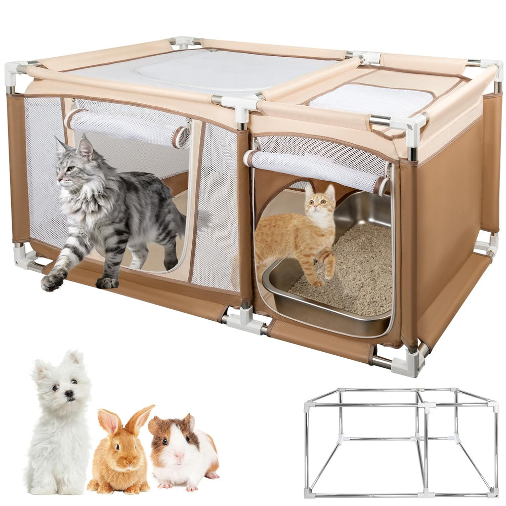 Paw Libero cat playpen front view shows a sturdy frame for calm indoor cats.