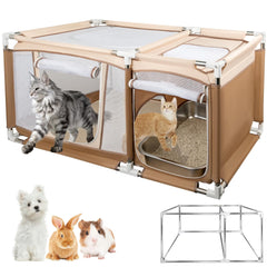 Paw Libero cat playpen front view shows a sturdy frame for calm indoor cats.