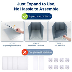 Paw Libero open-top enclosure enables quick litter pan insertion and removal.