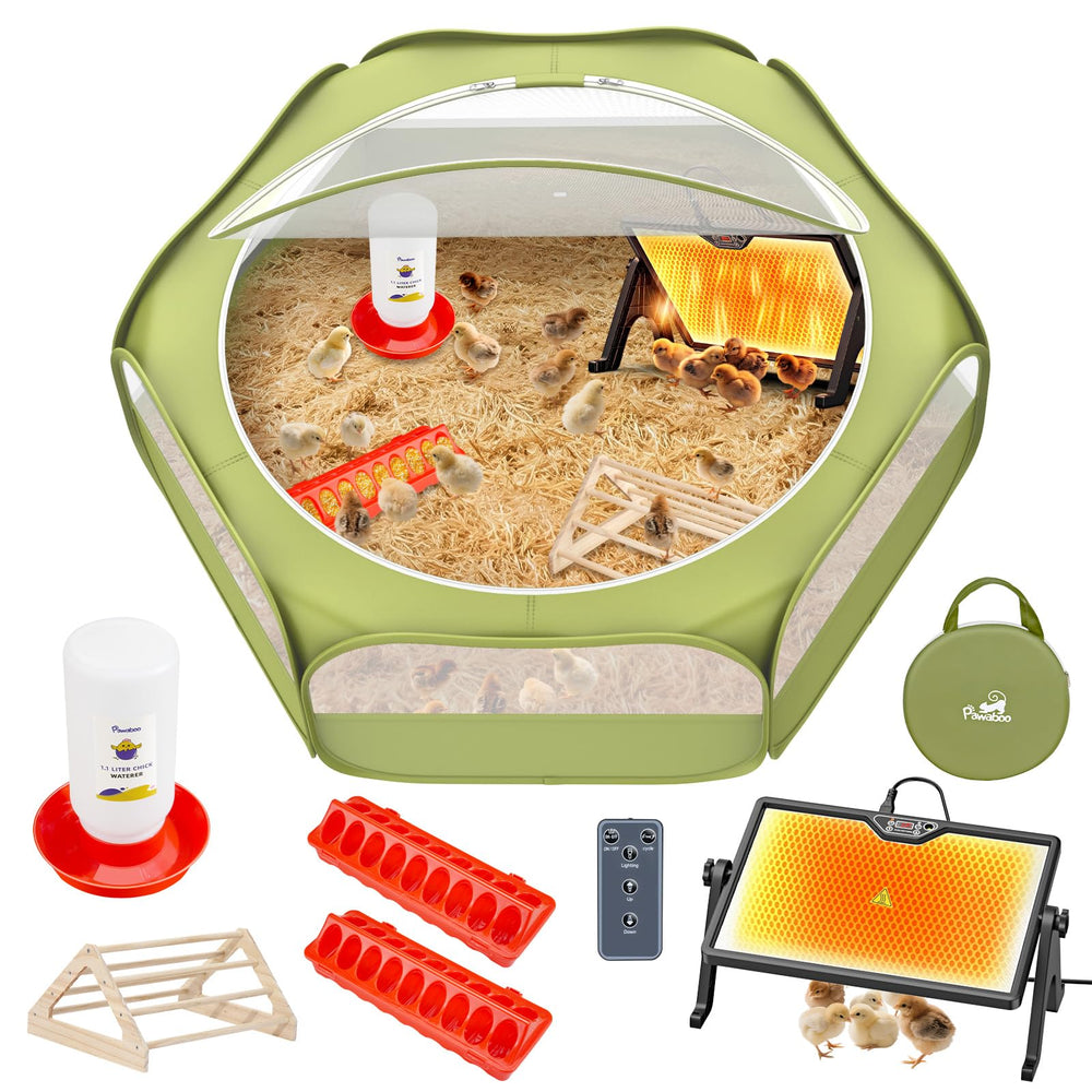 Pawaboo 6-in-1 chicken brooder box setup, complete starter kit for home chicks