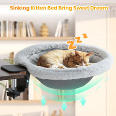 Pawaboo Desk Bed folded side table saves desk space and keeps cat nearby