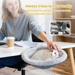 Pawaboo Cat Desk Bed soft plush cover provides warm resting comfort