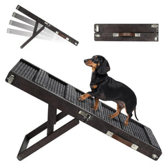 Pawaboo dog ramp on sofa with wide, stable legs for safety.