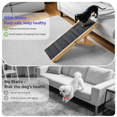 Pawaboo dog ramp extended to 13.6 inches for sofa access.