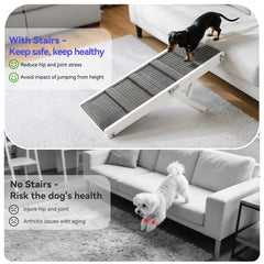 Pawaboo ramp shows adjustable height settings for easy sofa access.