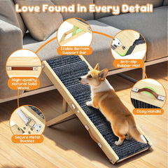 Pawaboo Dog Ramp with wide legs emphasizes stability during climbs.