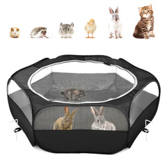 Pawaboo playpen with upgraded mesh cover protects small pets from chewing.