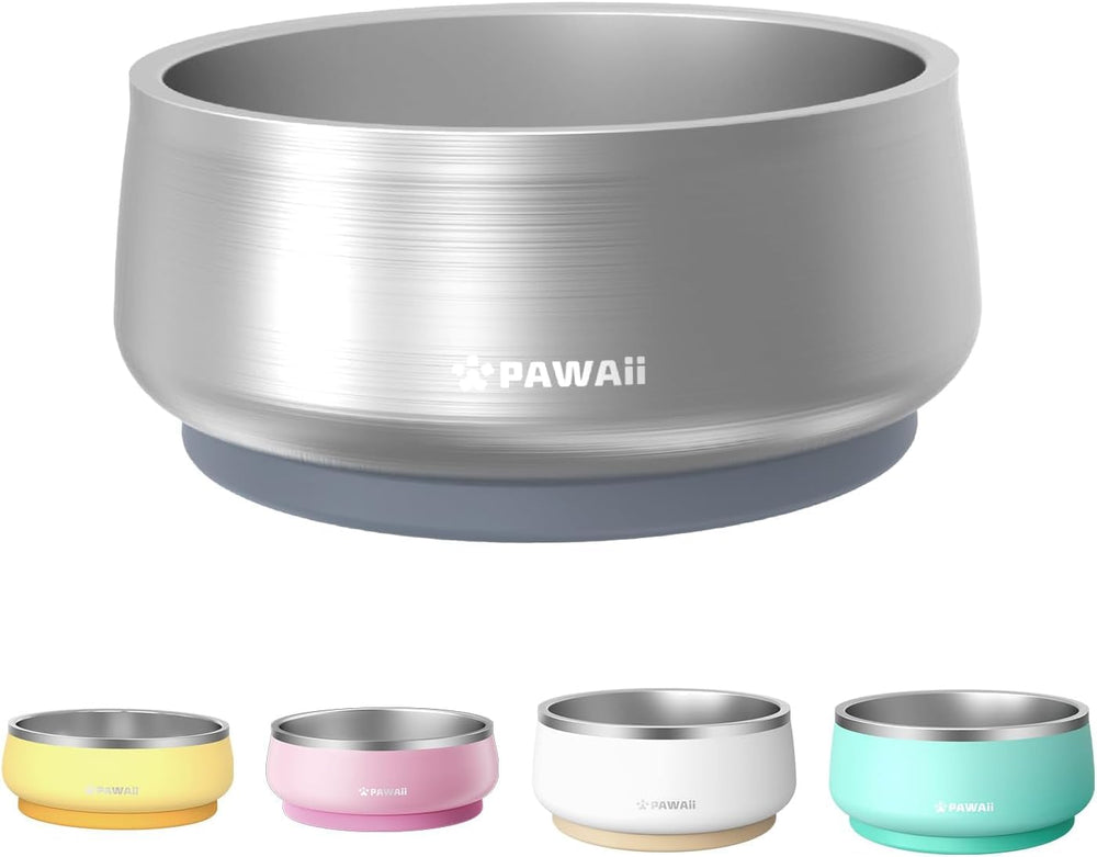 Pawaii dog bowl with double-wall design keeps meals cooler and reduces condensation.