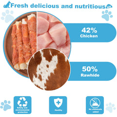Pawant chicken-wrapped rawhide roll close-up highlighting natural ingredients and texture