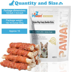 Pawant chicken-wrapped rawhide roll on a clean surface showcasing premium ingredients