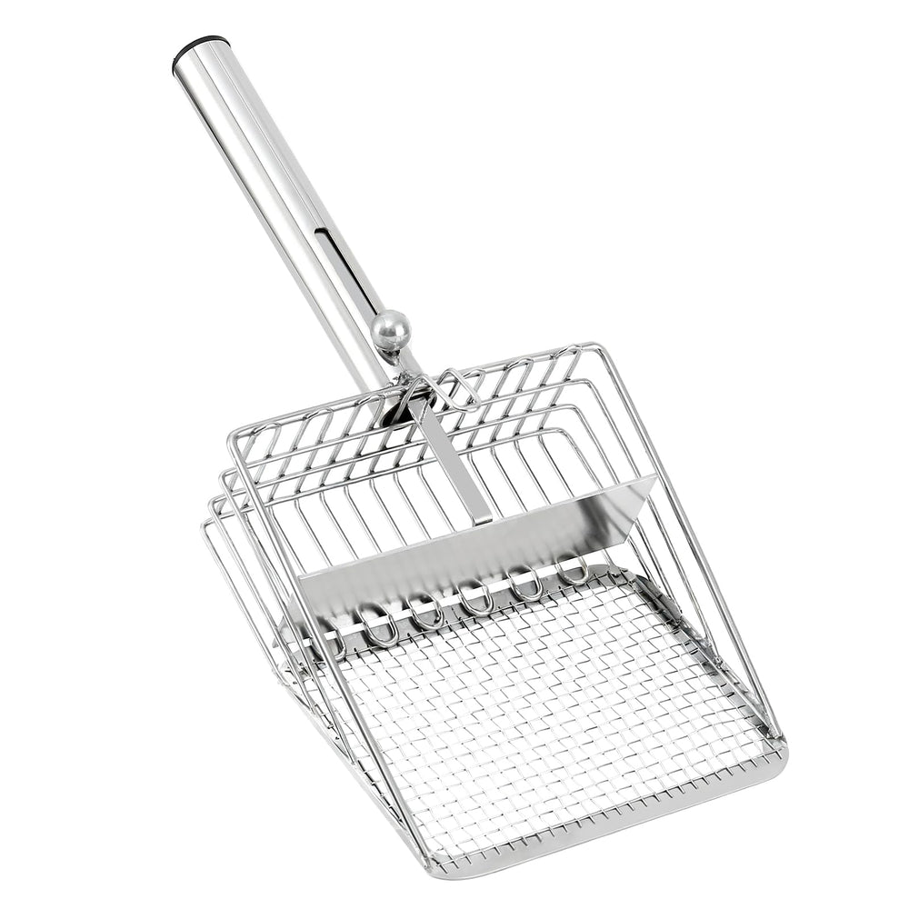 Pawccoli stainless steel litter scoop in large size for quick, thorough cleaning.