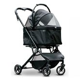 Pawccoli four-wheels stroller fold, easy one-handed collapse for travel
